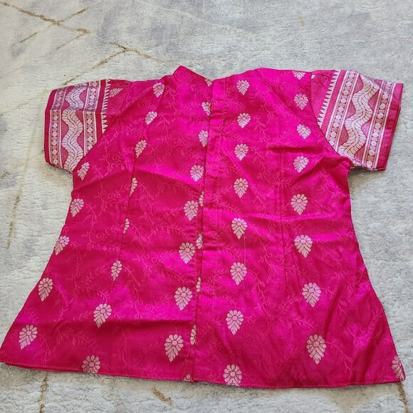 Girls 3-Piece Indian Lehenga Chohli Set Size 28 Pink & Black Embroidered Asmita - Picture 4 of 15